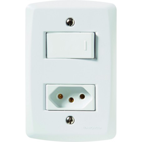 Interruptor Simples + Tomada 10A com Placa Lux²  4x2 Tramontina