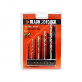 Kit de Brocas Aço e Widea 9 pcs Black Decker