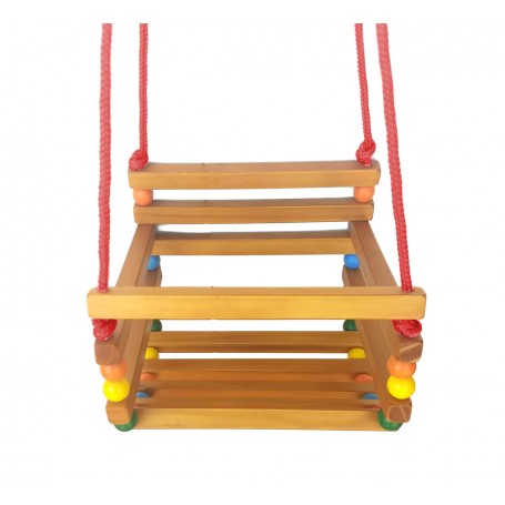 Cadeirinha De Balanço Em Madeira e Nylon Infantil Pequena