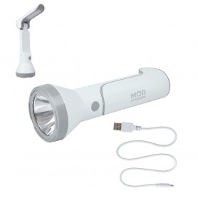 Lanterna e Luminaria de Mesa Led 140 Lumens Recarregável Branca USB Mor