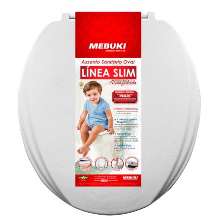 Assento Sanitário Oval Almofadado Slim Branco Mebuki