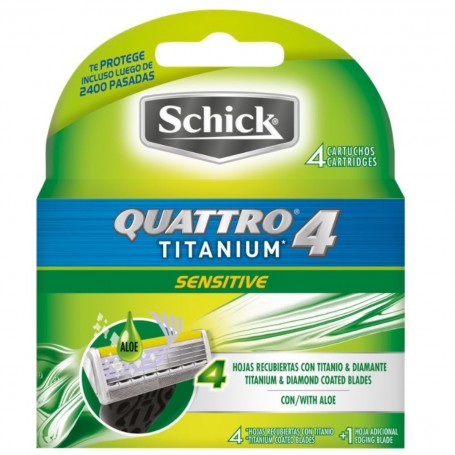 Refil Schick Quattro Titanium Sensitive com 4 unidades