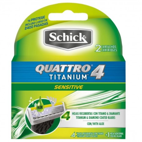 Refil Schick Quattro Titanium Sensitive com 2 unidades