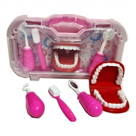 Kit Dentista de Brinquedo Mini Rosa Pakitoys