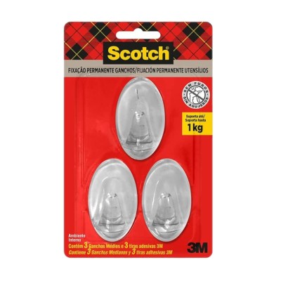 Gancho Adesivo para Utensílios Medio Transparente Scotch 3M