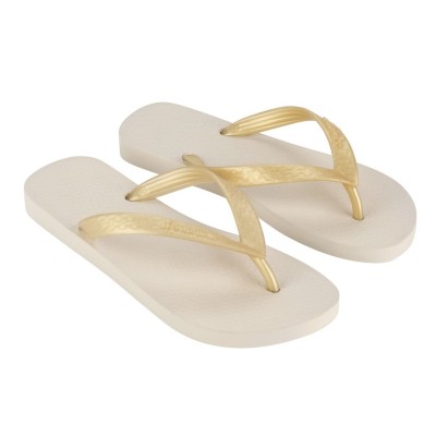 Chinelo Sandalia Ipanema Classica Bege Com Tira Ouro