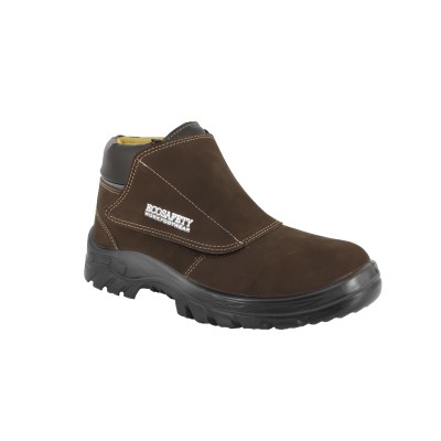 Botina com Fecho Aderente - Couro Nobuck Cafe Ps630 Ecosafety