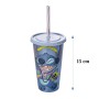 Copo Stitch 500 Ml C/ Tampa e Canudo Disney Plasutil