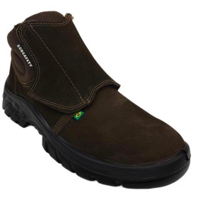 Botina com Fecho Aderente - Couro Nobuck Cafe Ps630 Ecosafety