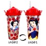 Copo com Canudo Coroa Branca de Neve 500ml Disney Plasutil