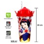 Copo com Canudo Coroa Branca de Neve 500ml Disney Plasutil
