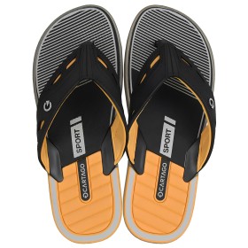 Chinelo Sandalia Ipanema Cartago Dallas Cinza e Preto C/ Amarelo