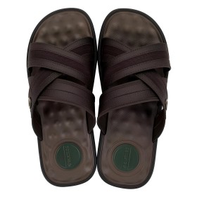 Chinelo Sandalia Cartago Alabama Slide Tira Cruzada Marrom C/ Verde