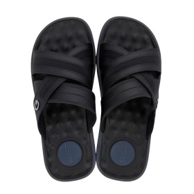 Chinelo Sandalia Cartago Alabama Slide Tira Cruzada Preto C/ Azul