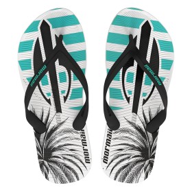 Chinelo Sandalia Mormaii Tropical Branco e Preto c/ Azul