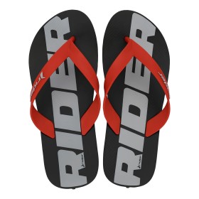 Chinelo Sandalia Rider Feel Urban Preto e Vermelho com Cinza
