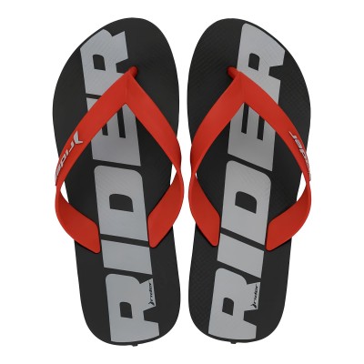 Chinelo Sandalia Rider Feel Urban Preto e Vermelho com Cinza