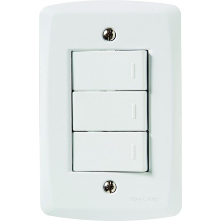 Interruptor Triplo Simples com Placa Lux²  4x2 Tramontina