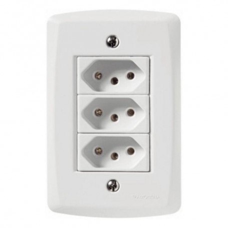 Tomada Tripla 10A com Placa Lux²  4x2 Tramontina